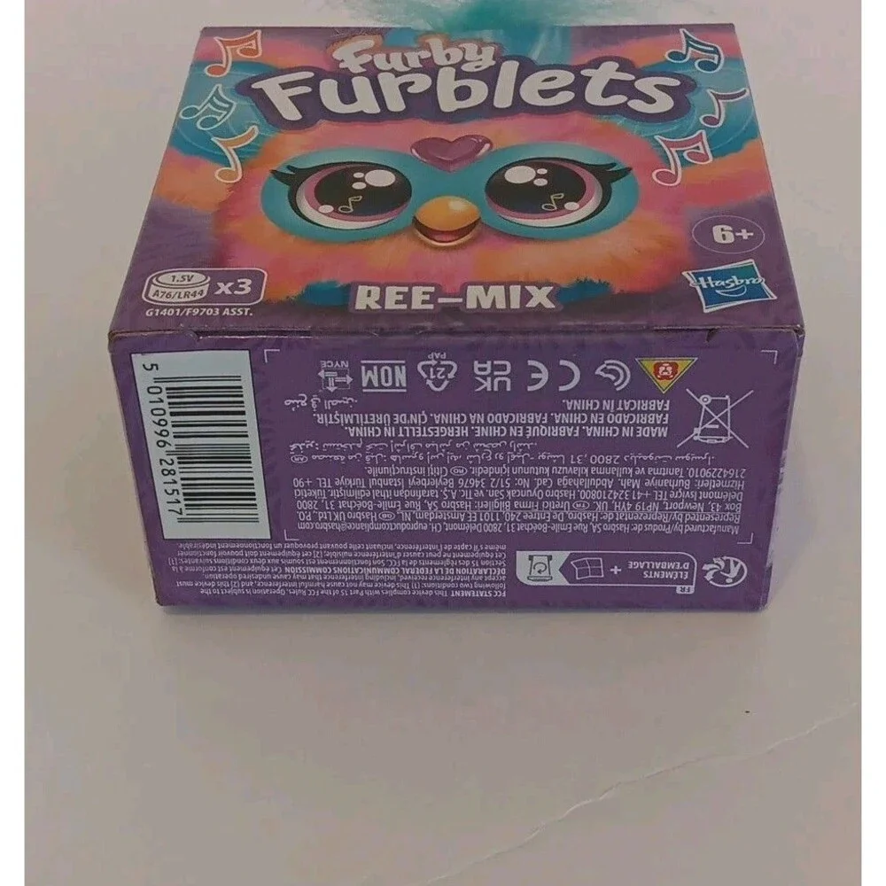 Furby Furblets Ree-Mix Electronic Singing 45+ Sounds Plush Blue Pink Hip-Hop Toy